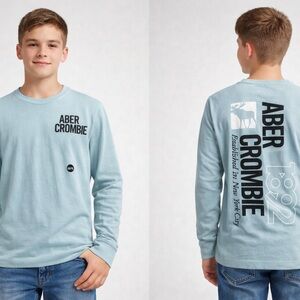 Abercrombie Kids Sky Blue Logo Long Sleeve Tee